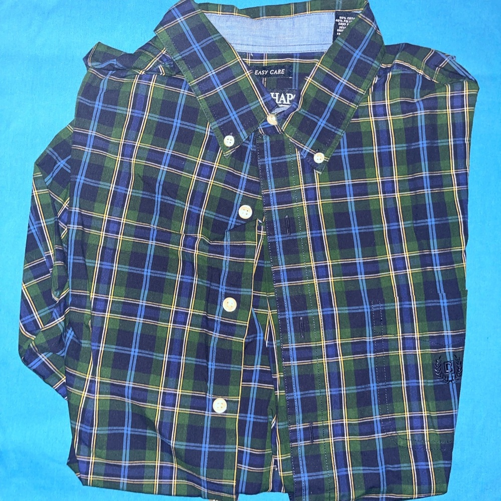 Chaps Blue and Green Plaid Shirt